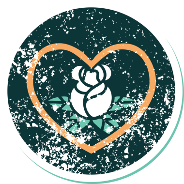 Bir insan tarafından çizilmiş kalp ve çiçeklerin sembolik depresif dövme şekli