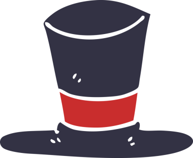 Bir insan tarafından çizilmiş karikatür silindir şapka.