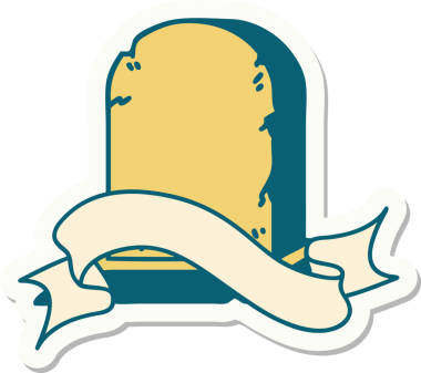 Bir insan tarafından çizilmiş mezar taşının pankartıyla dövme stili.