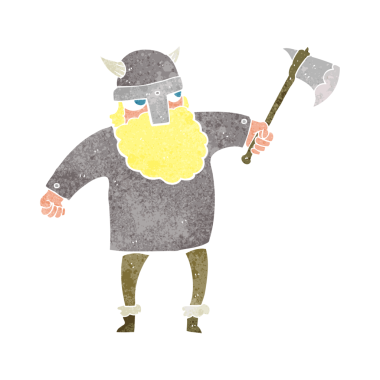 Bir insan tarafından çizilmiş serbest çizgi film Viking savaşçısı.