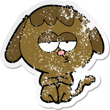 Bir insan tarafından çizilmiş sıkıntılı bir çizgi film çıkartması.