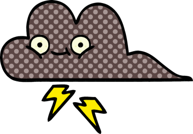 Bir insan tarafından çizilmiş bir fırtına bulutunun karikatürü.