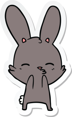 Bir insan tarafından çizilmiş meraklı bir tavşan karikatürü.