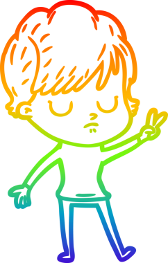 gökkuşağı gradyan çizimi bir insan tarafından çizilmiş bir karikatür kadın