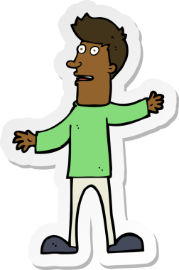 Bir insan tarafından çizilmiş bir karikatür çıkartması.