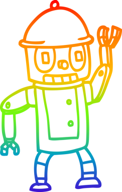 gökkuşağı gradyan çizgi çizimi bir insan tarafından çizilen robot çizimi