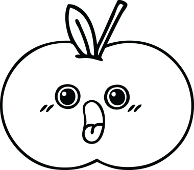 Bir insan tarafından çizilmiş kırmızı elma çizimi.