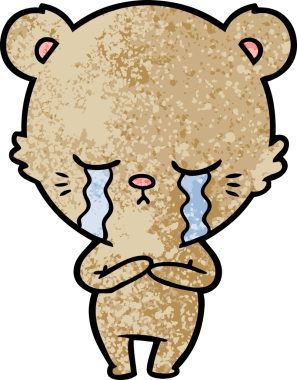 Bir insan tarafından çizilmiş ağlayan çizgi film ayısı.