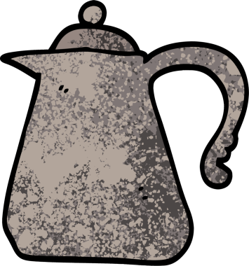 Bir insan tarafından çizilmiş grunge desenli çizgi film çaydanlığı.