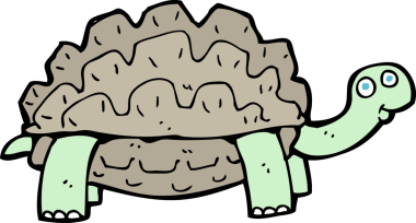 Bir insan tarafından çizilmiş karikatür kaplumbağası.