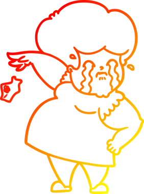 Bir insan tarafından çizilmiş mendil gibi ağlayan bir karikatür çizimi.