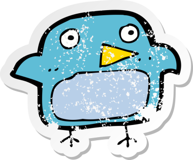 Bir insan tarafından çizilmiş mavi kuşun gerilimli çıkartması.