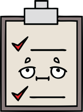 Bir insan tarafından çizilmiş kontrol listesinin sevimli karikatürü