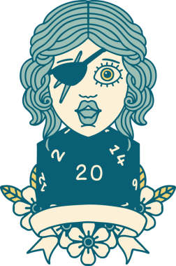 Retro Dövme Tarzı Bir insan tarafından çizilmiş 20 zarlı düzenbaz insan