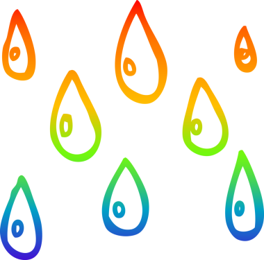 gökkuşağı gradyan çizgi çizimi bir insan tarafından çizilmiş yağmur damlaları