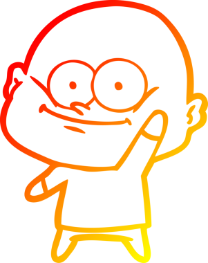 Bir insan tarafından çizilmiş kel bir adamın sıcak çizgi çizimi.