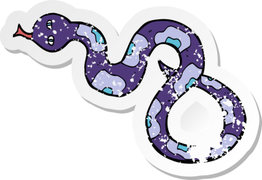 Bir insan tarafından çizilmiş karikatür yılanının geriletilmiş çıkartması.