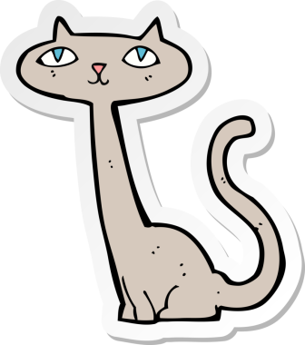 Bir insan tarafından çizilmiş çizgi film kedisinin çıkartması.