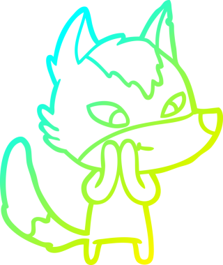 Bir insan tarafından çizilmiş dost canlısı bir kurt çizgi çizimi.