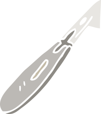 Bir insan tarafından çizilmiş düz renkli çizim bıçağı.