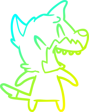 Bir insan tarafından çizilmiş gülen tilki çizgi filmi.