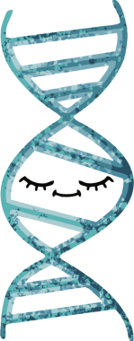 Bir insan tarafından çizilmiş bir DNA ipliğinin retro çizim stili karikatürü