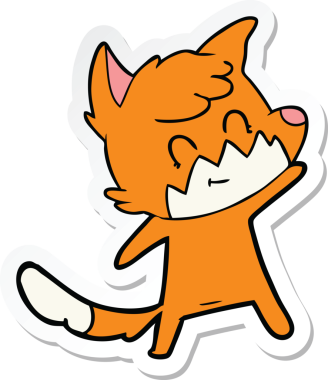 Bir insan tarafından çizilmiş bir çizgi film tilkisinin çıkartması.