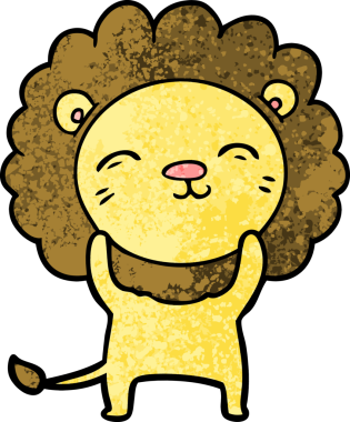 Bir insan tarafından çizilmiş çizgi film aslanı.