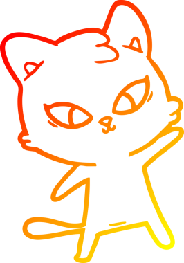 Bir insan tarafından çizilmiş sevimli bir çizgi film kedisinin sıcak çizgi çizgisi.