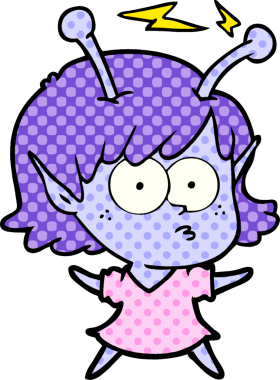 Bir insan tarafından çizilmiş uzaylı kız.