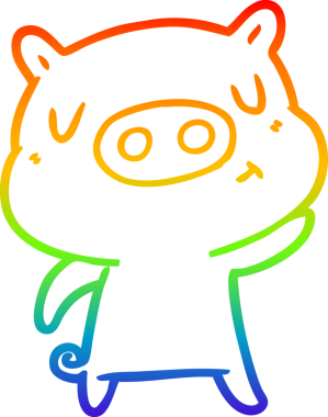 gökkuşağı gradyan çizgi çizimi bir insan tarafından çizilmiş içerikli domuz