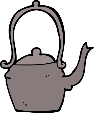 Bir insan tarafından çizilmiş bir çaydanlık.