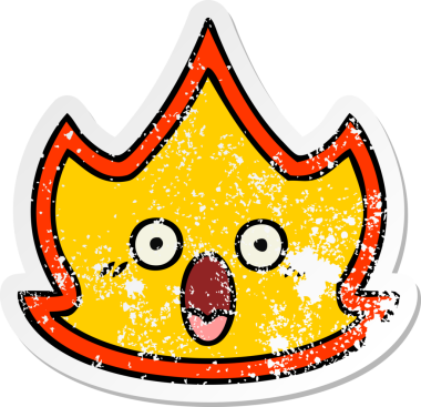 Bir insan tarafından çizilmiş şirin bir çizgi film yangınının sıkıntılı çıkartması.