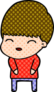 Bir insan tarafından çizilmiş mutlu çizgi film çocuğu.