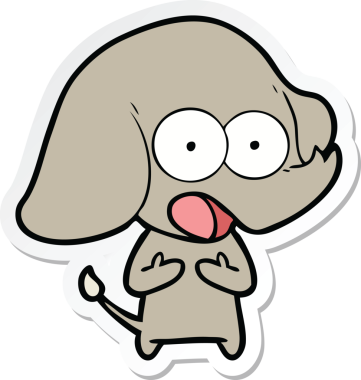 Bir insan tarafından çizilmiş şirin bir fil çıkartması.