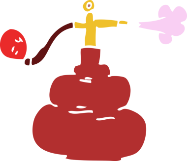 Bir insan tarafından çizilmiş karikatür parfüm şişesi.