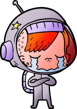 Bir insan tarafından çizilmiş ağlayan astronot kız.