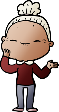 Bir insan tarafından çizilmiş barışçıl yaşlı bir kadın.