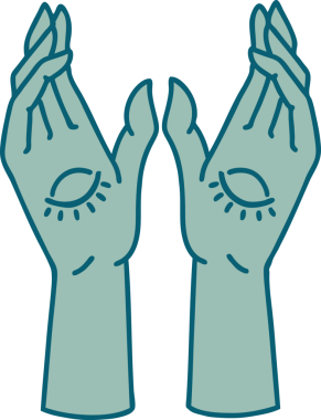 Bir insan tarafından çizilmiş mistik ellerin ikonik dövme şekli