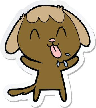 Bir insan tarafından çizilmiş şirin bir köpeğin çıkartması.