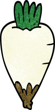 Bir insan tarafından çizilmiş karalama kökü sebzesi.