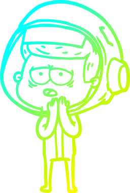 Bir insan tarafından çizilmiş soğuk gradyan çizgi çizimi yorgun astronot