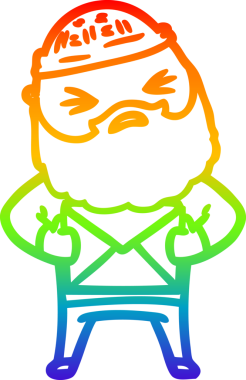 Bir insan tarafından çizilmiş sakallı bir karikatür çizimi.