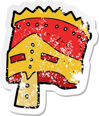 Bir insan tarafından çizilmiş bir karikatür kralının gerilmiş zırhı.