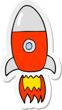 Bir insan tarafından çizilmiş uçan roketin çıkartması.