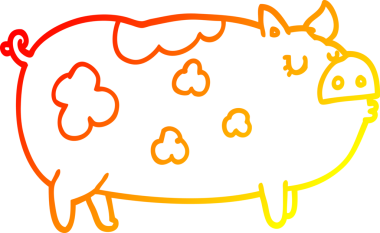 Bir insan tarafından çizilmiş çizgi film domuzu çizimi.