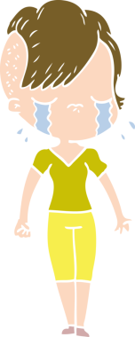 Bir insan tarafından çizilmiş düz renkli karikatür.