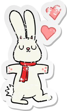 Bir insan tarafından çizilmiş aşık çizgi film tavşanının sıkıntılı çıkartması