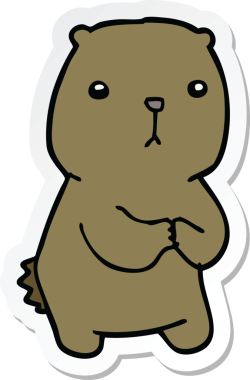 Bir insan tarafından çizilmiş endişeli bir ayının çıkartması.