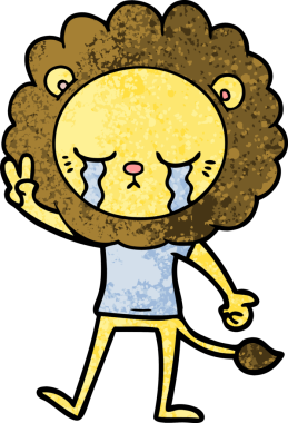 Bir insan tarafından çizilmiş ağlayan çizgi film aslanı.